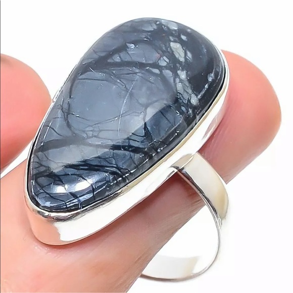 Earth Art hand crafted artisan Jewelry - Picasso Jasper silver ring size 12